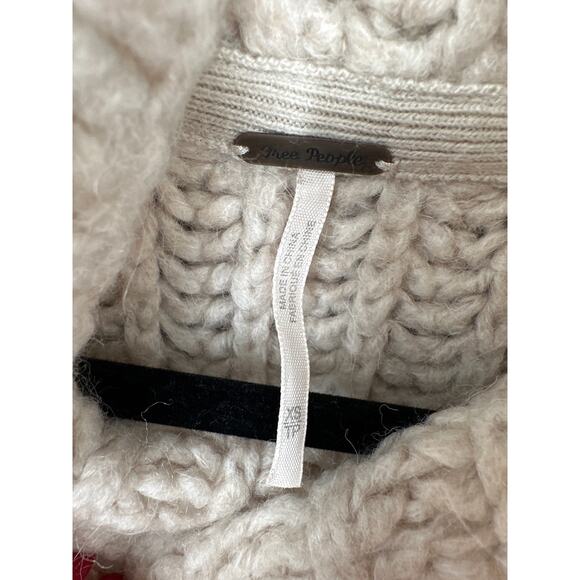 Free People Sweater Womens XS Beige Chunky Oversized Boxy Slouchy Wool Alpaca - Picture 2 of 7